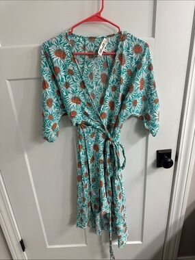 Diane Von Furstenberg Teal Dress with Orange Floral Print